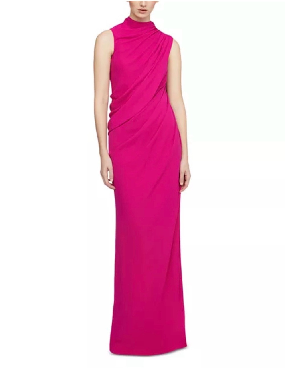 Halston Heritage Fuchsia Pink Draped Maxi Dress